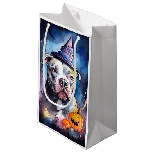 Halloween American Staffordshire met pompoenen Klein Cadeauzakje (Voorkant Gekanteld)