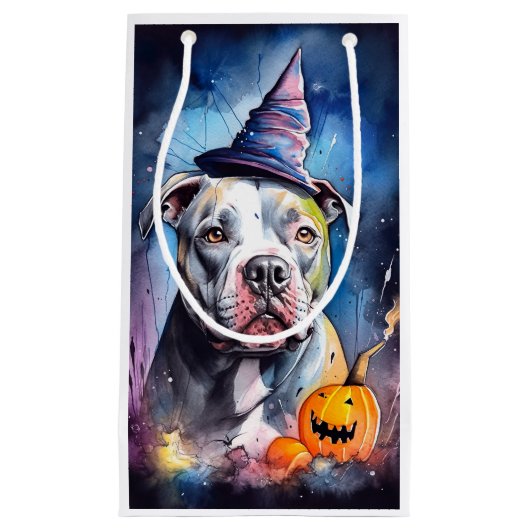 Halloween American Staffordshire met pompoenen Klein Cadeauzakje (Voorkant)