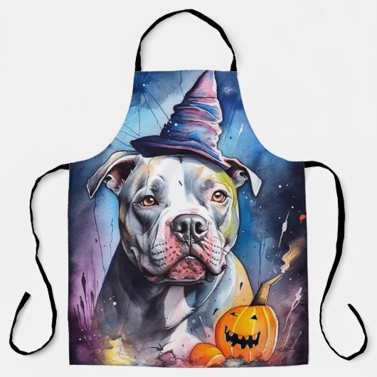 Halloween American Staffordshire met pompoenen Schort (Voorkant)