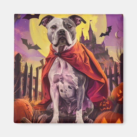 Halloween American Staffordshire Pumpkins eng Magneet (Voorkant)
