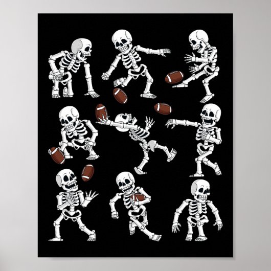 Halloween Amerikaans Football Skeletten Grappige M Poster (Voorkant)