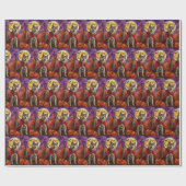 Halloween Amerikaanse Akita Vampire Pumpkins eng Cadeaupapier (Vlak)