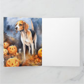 Halloween Amerikaanse Engelse Foxhound Met Pompoen Kaart (Binnen)
