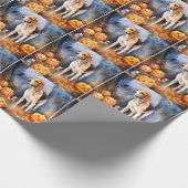Halloween Amerikaanse Engelse vosshond met pompoen Cadeaupapier (Hoek)