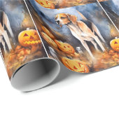 Halloween Amerikaanse Engelse vosshond met pompoen Cadeaupapier (Rol Hoek)