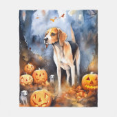 Halloween Amerikaanse Engelse Vosshond met Pompoen Fleece Deken (Voorkant)