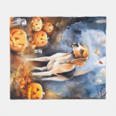 Halloween Amerikaanse Engelse Vosshond met Pompoen Fleece Deken (Voorkant (Horizontaal))