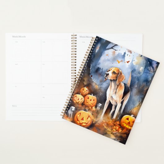 Halloween Amerikaanse Engelse vosshond met pompoen Planner (Display)