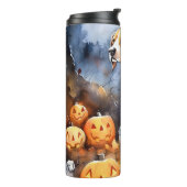 Halloween Amerikaanse Engelse vosshond met pompoen Thermosbeker (Gedraaid links)