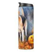 Halloween Amerikaanse Engelse vosshond met pompoen Thermosbeker (Geroteerd rechts)