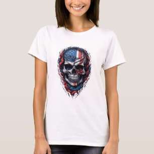 Halloween Amerikaanse vlag schedel T-shirt Hallo