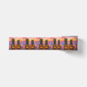 Halloween Ananas Jack-o-lanterns Op een Strand Grosgrain Lint (Voorkant)