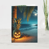 Halloween ananas op het strand kaart (Voorkant)