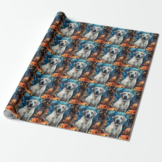 Halloween Anatolian Shepherd met pompoenen eng Cadeaupapier (Uitgerold)