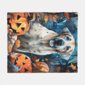 Halloween Anatolian Shepherd met pompoenen eng Fleece Deken (Voorkant (Horizontaal))