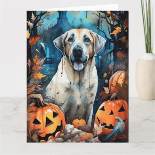 Halloween Anatolian Shepherd met pompoenen eng Kaart