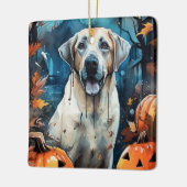 Halloween Anatolian Shepherd met pompoenen eng Keramisch Ornament (Links)