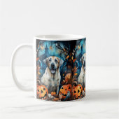 Halloween Anatolian Shepherd met pompoenen eng Koffiemok (Links)