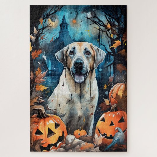 Halloween Anatolian Shepherd met pompoenen eng Legpuzzel (Verticaal)