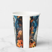 Halloween Anatolian Shepherd met pompoenen eng Papieren Bekers (Rechts)