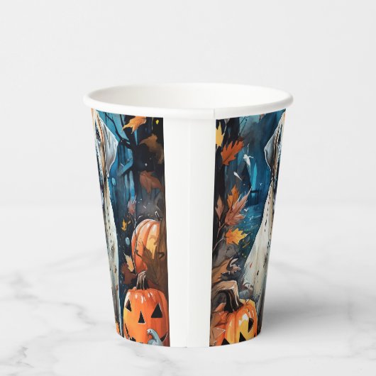 Halloween Anatolian Shepherd met pompoenen eng Papieren Bekers (Rechts)