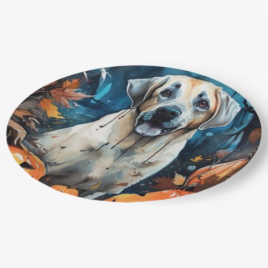 Halloween Anatolian Shepherd met pompoenen eng Papieren Bordje (Gekanteld)