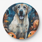 Halloween Anatolian Shepherd met pompoenen eng Papieren Bordje (Voorkant)