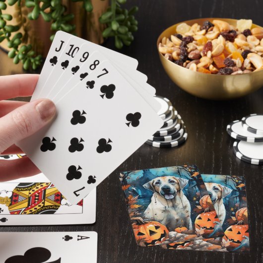 Halloween Anatolian Shepherd met pompoenen eng Pokerkaarten (Insitu)