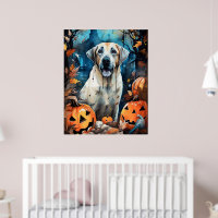 Halloween Anatolian Shepherd met pompoenen eng