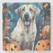 Halloween Anatolian Shepherd met pompoenen eng Stenen Onderzetter (Voorkant)