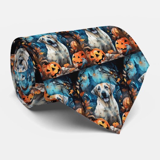 Halloween Anatolian Shepherd met pompoenen eng Stropdas (Opgerold)