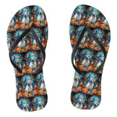 Halloween Anatolian Shepherd met pompoenen eng Teenslippers (Voetbed)