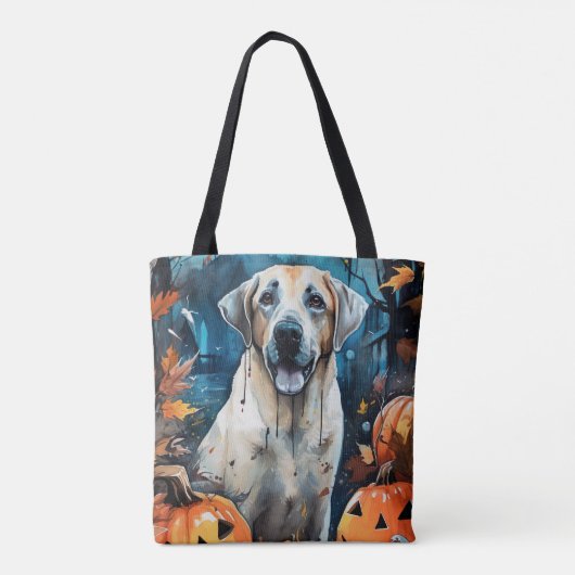 Halloween Anatolian Shepherd met pompoenen eng Tote Bag (Achterkant)