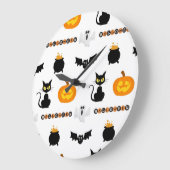Halloween and cat-themed wall clock. grote klok (Hoek)