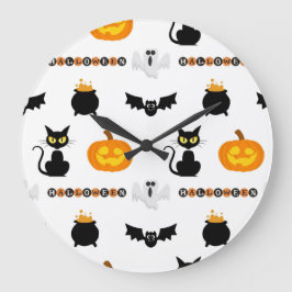 Halloween and cat-themed wall clock. grote klok