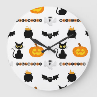 Halloween and cat-themed wall clock. grote klok