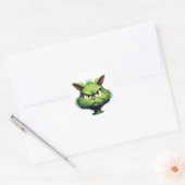 Halloween Angry Cat Ronde Sticker (Envelop)