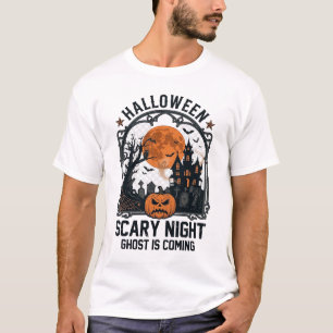 Halloween Angstaanjagende Nacht Pompoen Geest Huis T-shirt