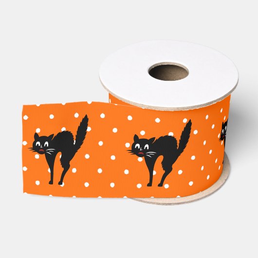 Halloween Angstkat Grosgrain Lint (Spoel)