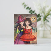 Halloween Ansichtkaart Gotische Heks en Duivel Kun Briefkaart (Staand voorkant)