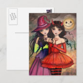 Halloween Ansichtkaart Gotische Heks en Duivel Kun Briefkaart (Voorkant / Achterkant)