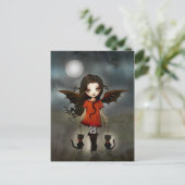 Halloween Ansichtkaart Schattige Kleine Vampier Briefkaart (Staand voorkant)
