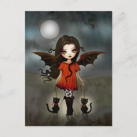 Halloween Ansichtkaart Schattige Kleine Vampier Briefkaart (Voorkant)