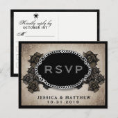 Halloween Antiek Bruine Roos RSVP Wedding Briefkaa Uitnodiging Briefkaart (Voorkant / Achterkant)