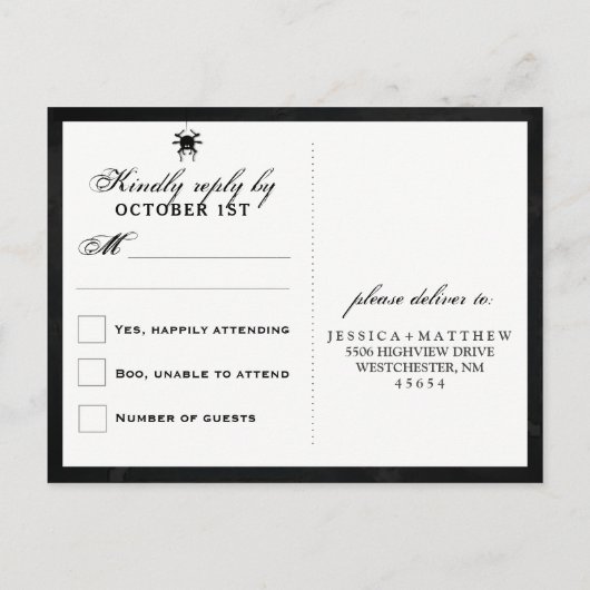 Halloween Antiek Bruine Roos RSVP Wedding Briefkaa Uitnodiging Briefkaart (Achterkant)