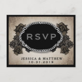 Halloween Antiek Bruine Roos RSVP Wedding Briefkaa Uitnodiging Briefkaart (Voorkant)