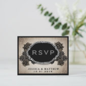 Halloween Antiek Bruine Roos RSVP Wedding Briefkaa Uitnodiging Briefkaart (Staand voorkant)