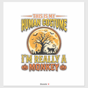 Halloween Apenkostuum Vintage Shirt Ontwerp_1 Sticker