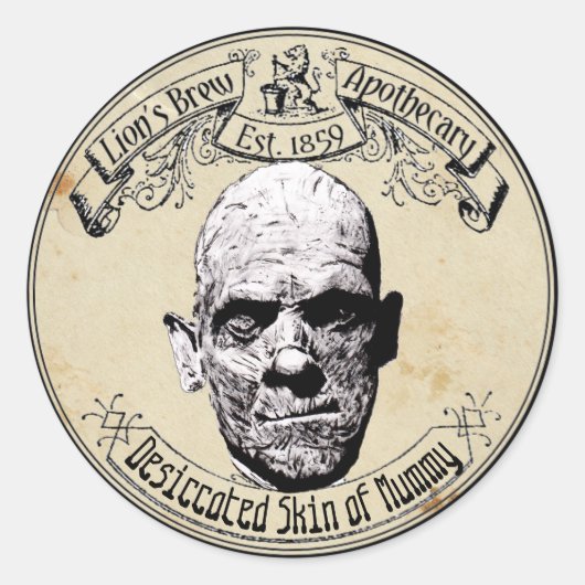 Halloween  Apothecair Huid van Mummy Ronde Sticker (Voorkant)