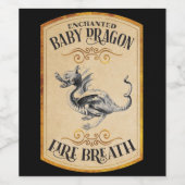 Halloween-Apothecary Baby Dragon Wijn Etiket (Enkel label)
